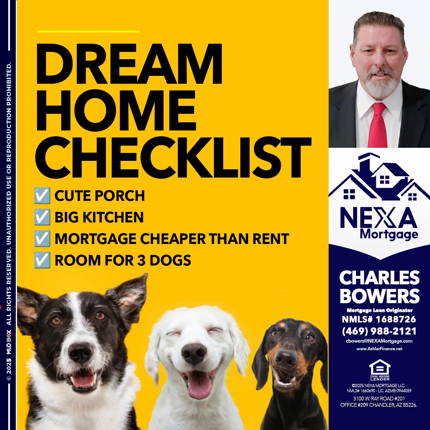 DREAM HOME CHEK LIST - Charles Bowers -Mortgage Loan Originator