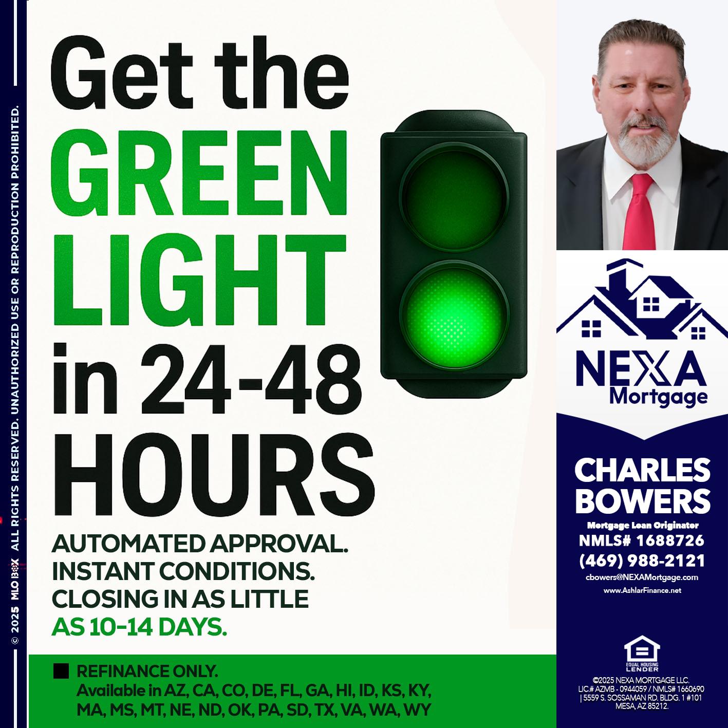 GET THE GREEN LIGHT - Charles Bowers -Mortgage Loan Originator