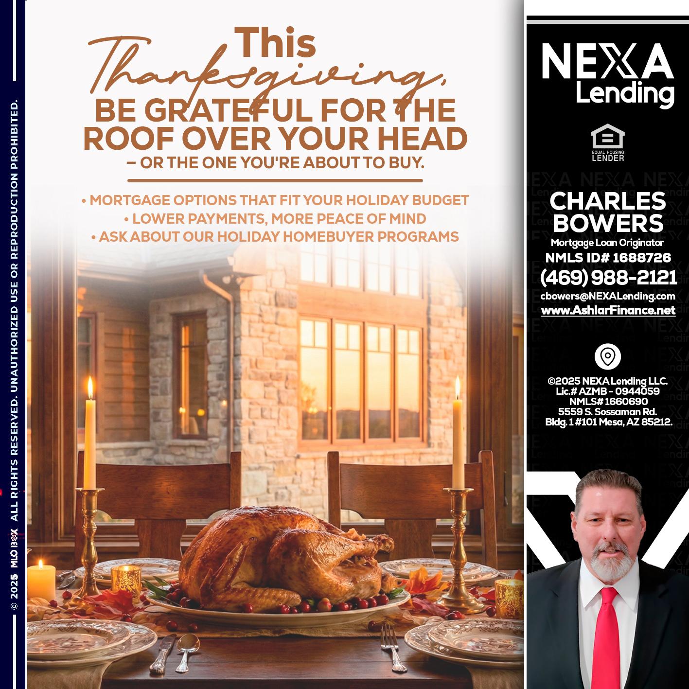 THIS THANKSGIVING - Charles Bowers -Mortgage Loan Originator