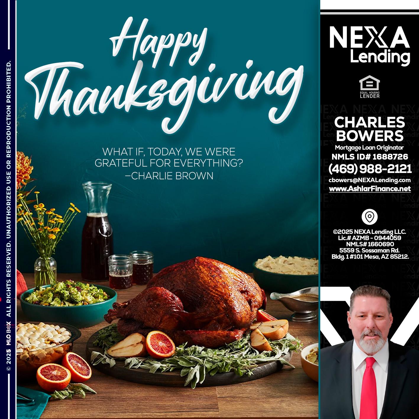 happy Thanksgiving - Charles Bowers -Mortgage Loan Originator