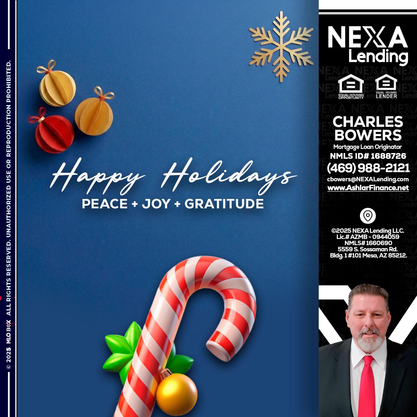 HAPPY HOLIDAYS - Charles Bowers -Mortgage Loan Originator
