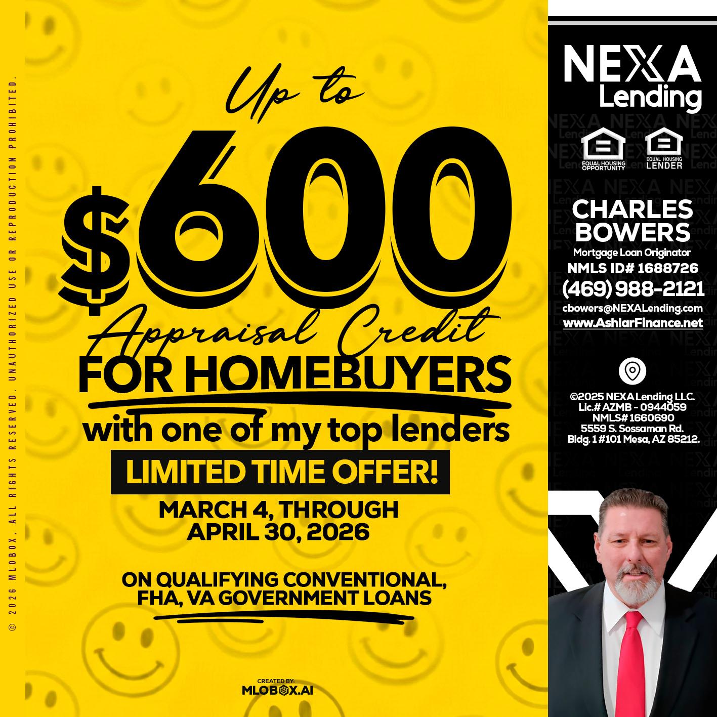 UP TO 600 - Charles Bowers -Mortgage Loan Originator