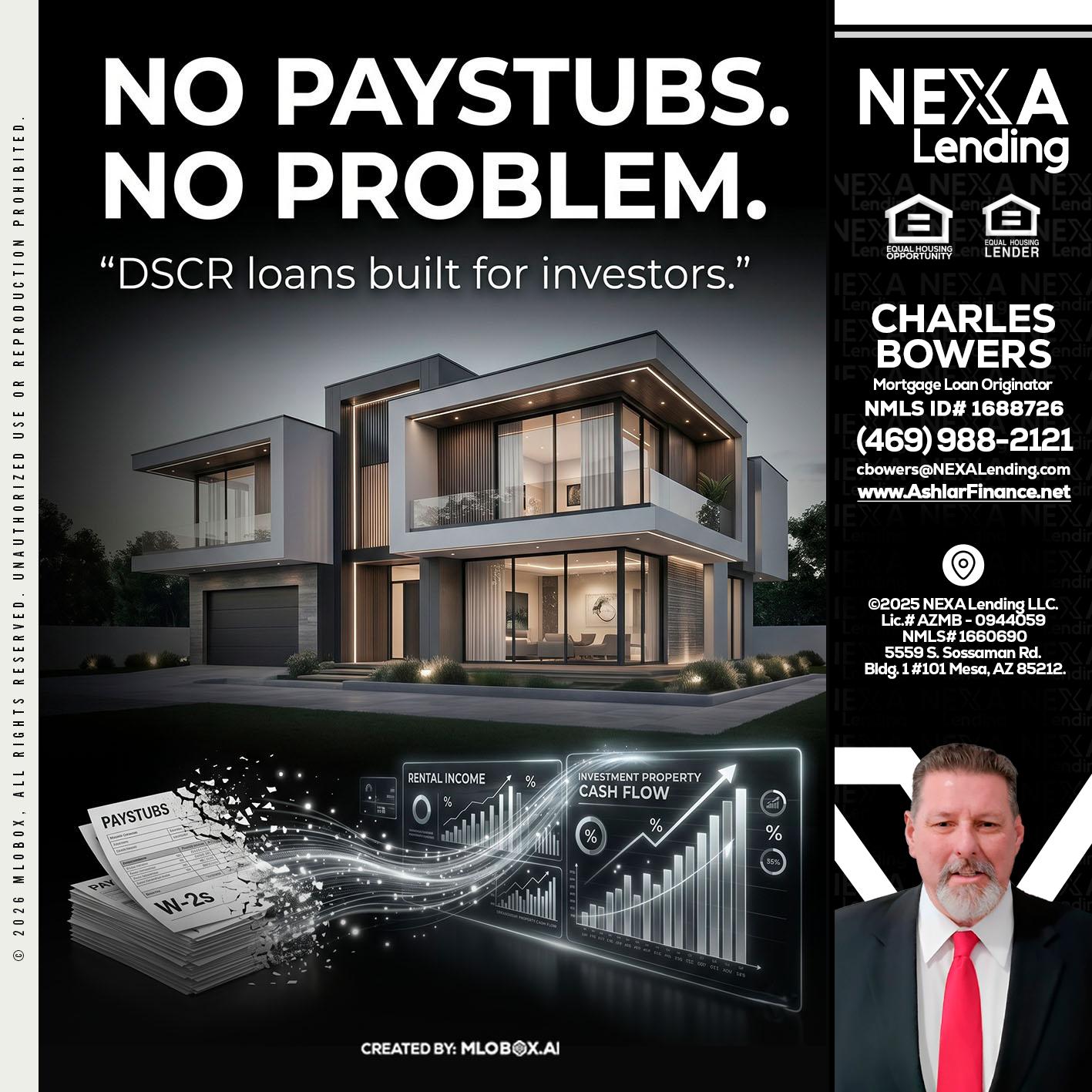 no paystub - Charles Bowers -Mortgage Loan Originator