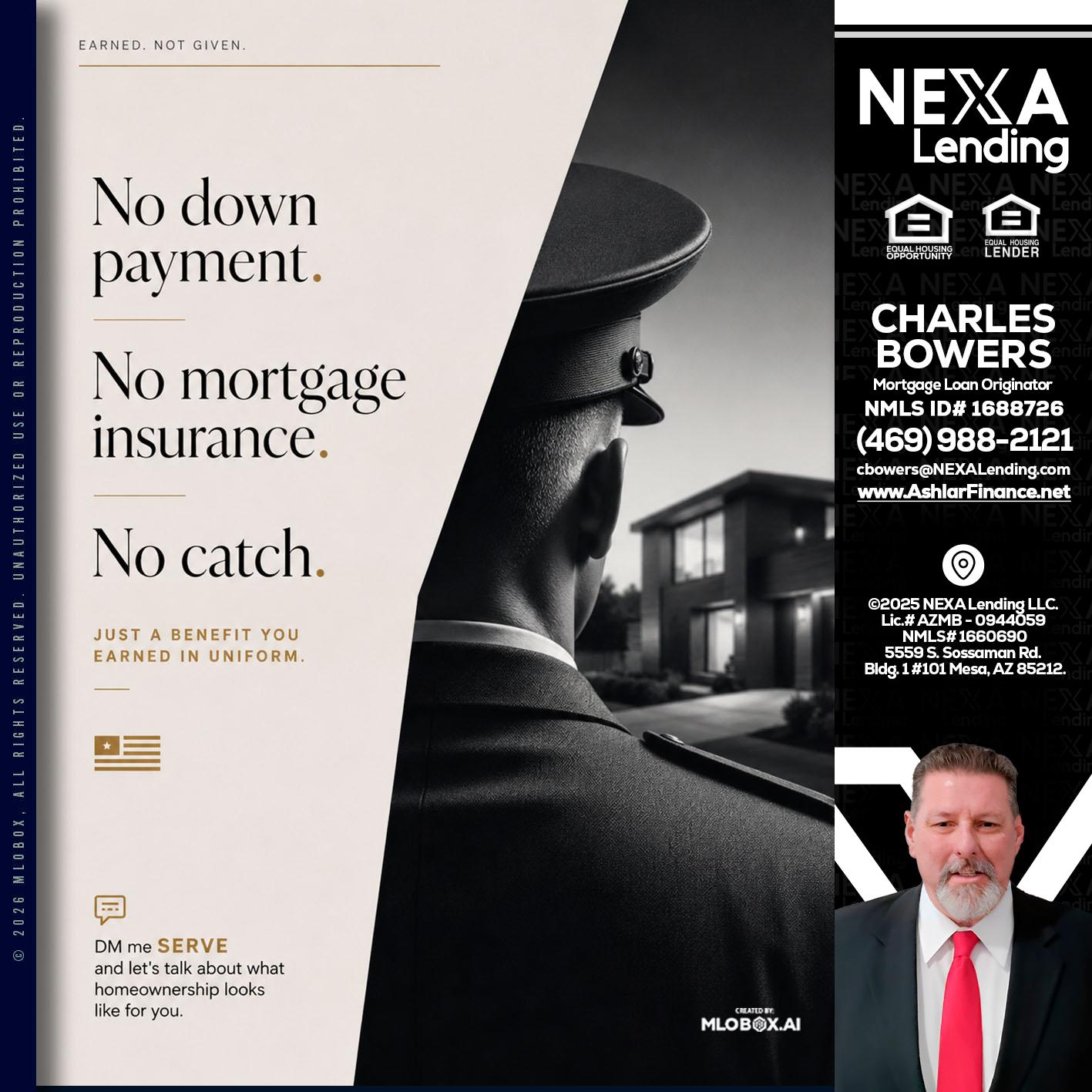 NO DOWN PAYMENT - Charles Bowers -Mortgage Loan Originator