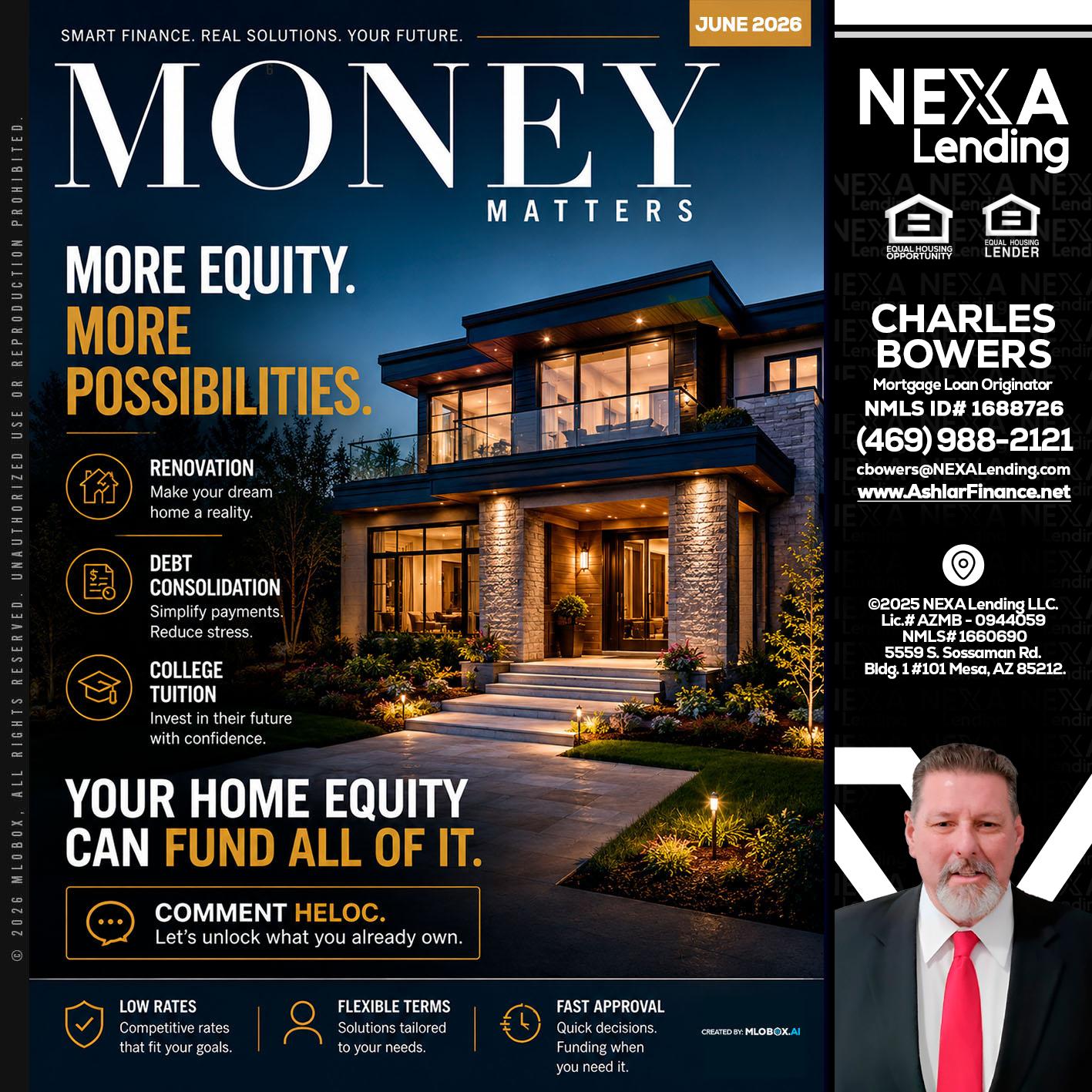 MONEY MATTERS - Charles Bowers -Mortgage Loan Originator
