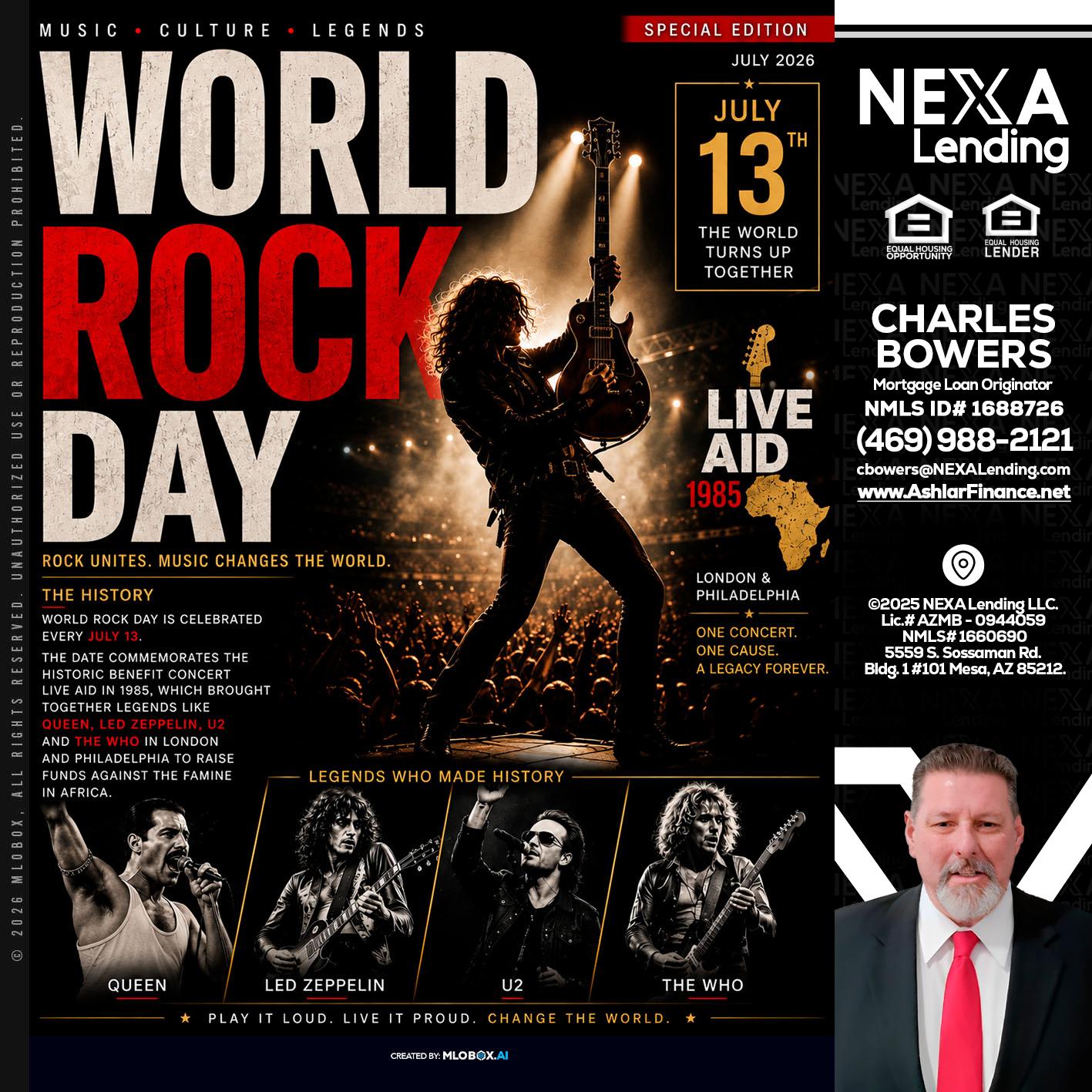 WORLD ROCK MUSIC DAY - Charles Bowers -Mortgage Loan Originator