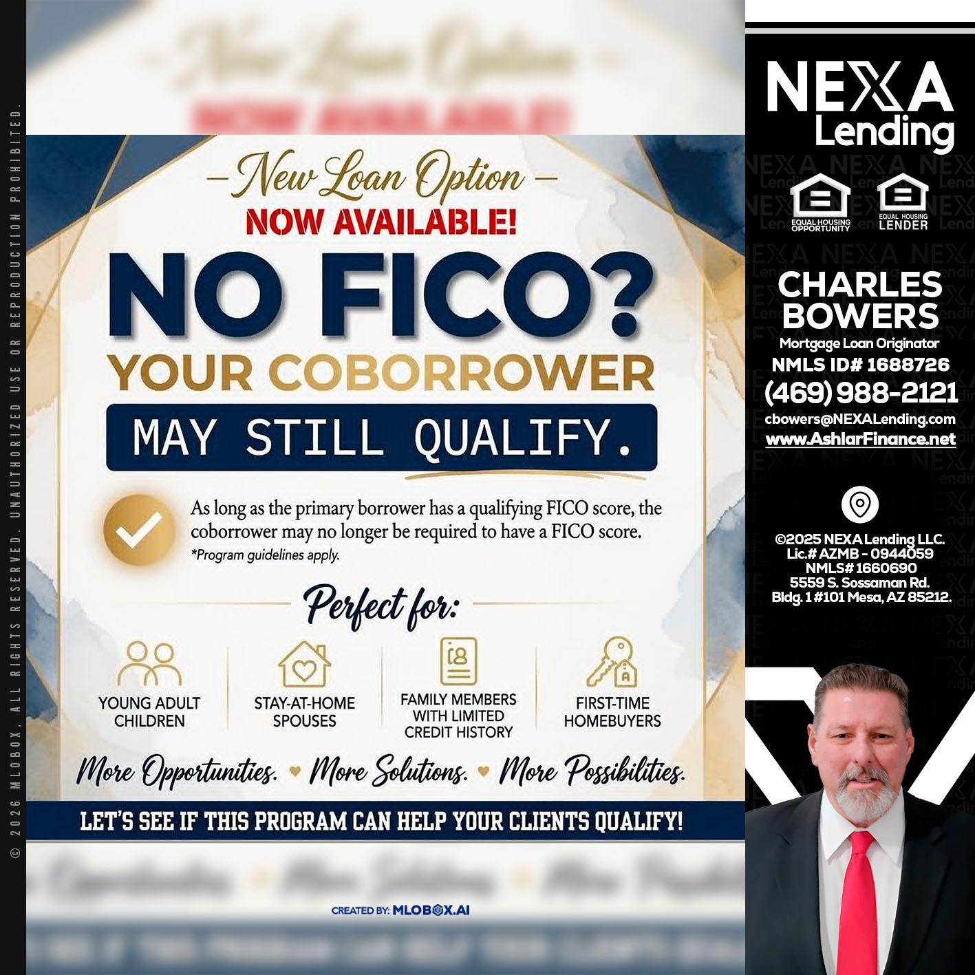 NO FICO? - Charles Bowers -Mortgage Loan Originator