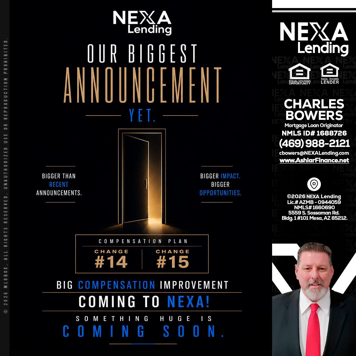 ANNOUNCEMENT - Charles Bowers -Mortgage Loan Originator